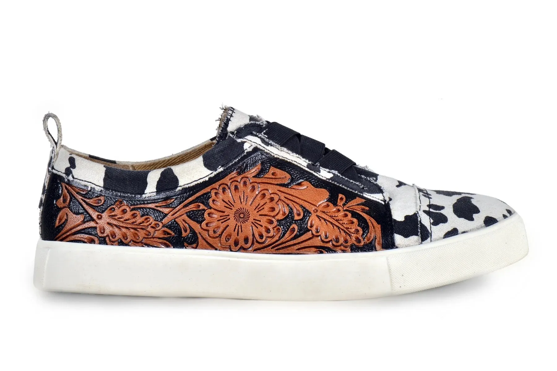 Myra Women's Cowprint with Handtooling Sneaker