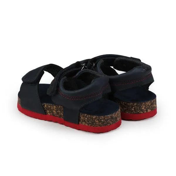 NAVY BLUE BOYS SANDALS WITH RED OUTSOLE