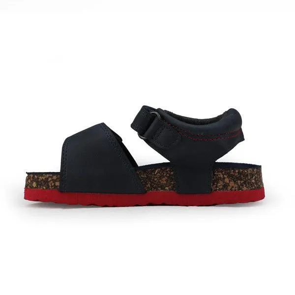 NAVY BLUE BOYS SANDALS WITH RED OUTSOLE