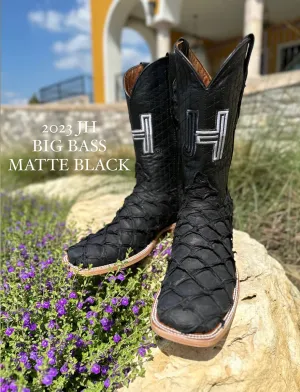 New 2023 Mens JH "Big Bass Black Matte"  Square Toe Boots