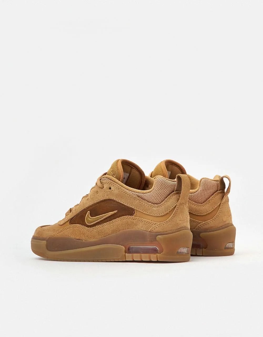 Nike SB Air Max Ishod Skate Shoes - Flax/Wheat-Flax-Safety Orange-Black-Gum Lt Brown