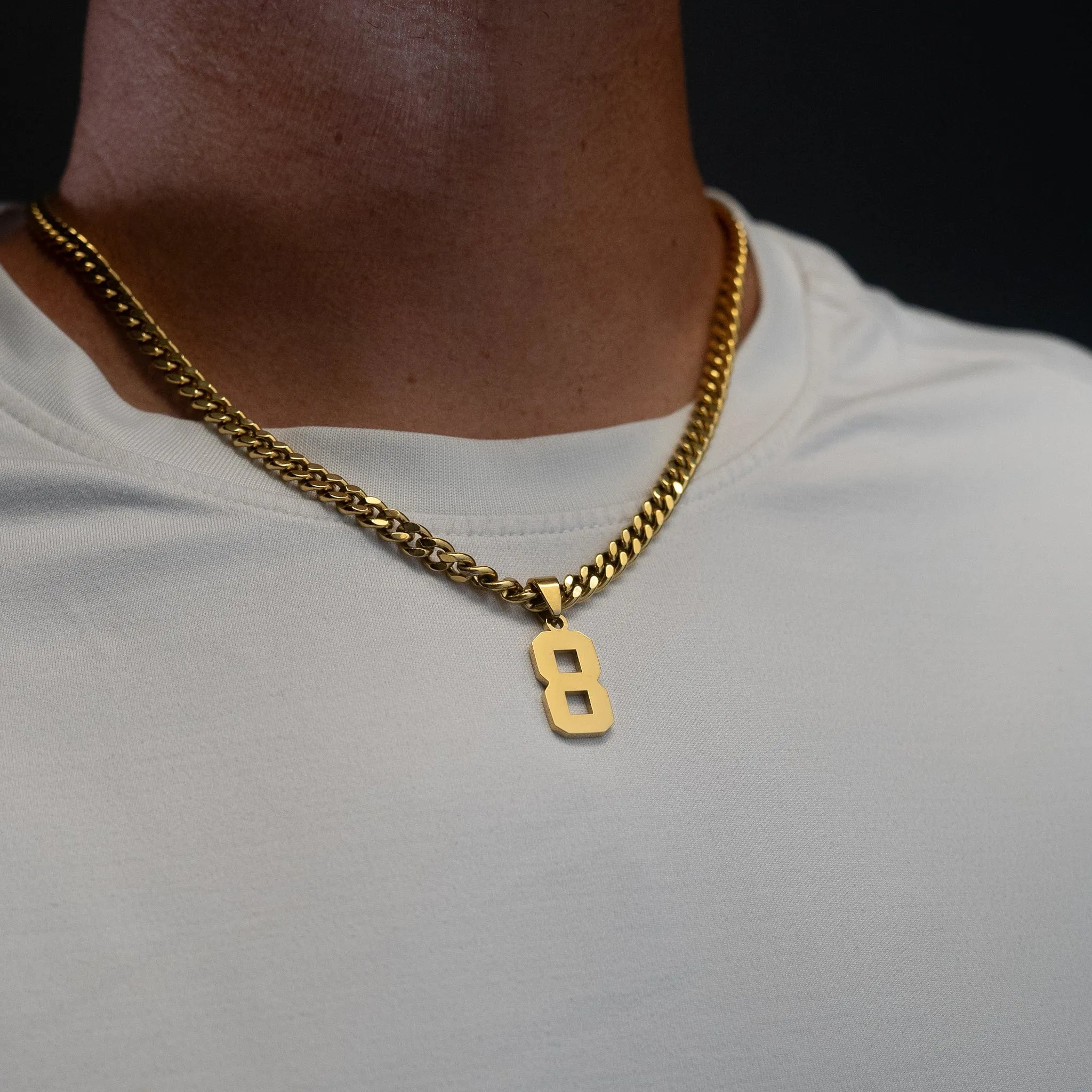 Number Pendant Necklace - Gold