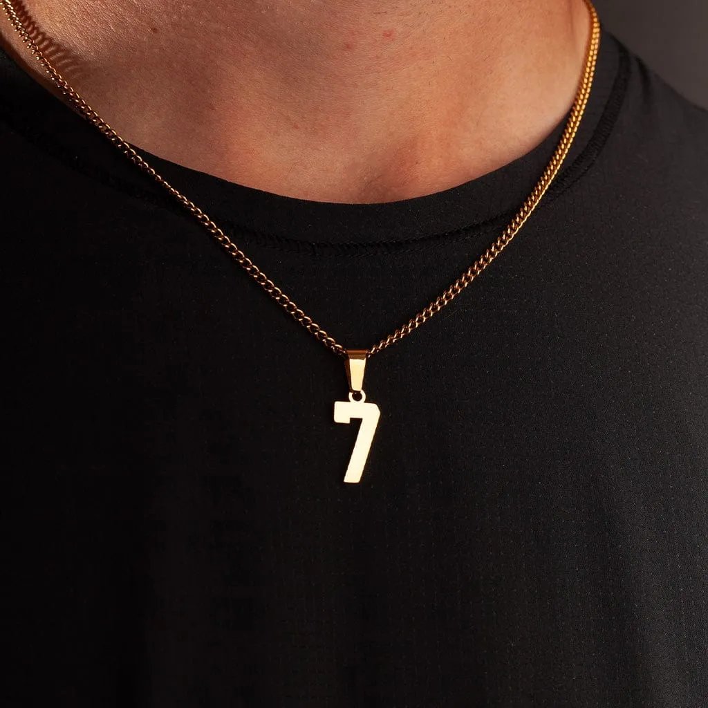 Number Pendant Necklace - Gold