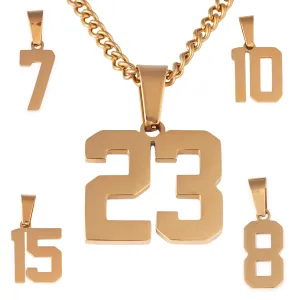 Number Pendant Necklace - Gold