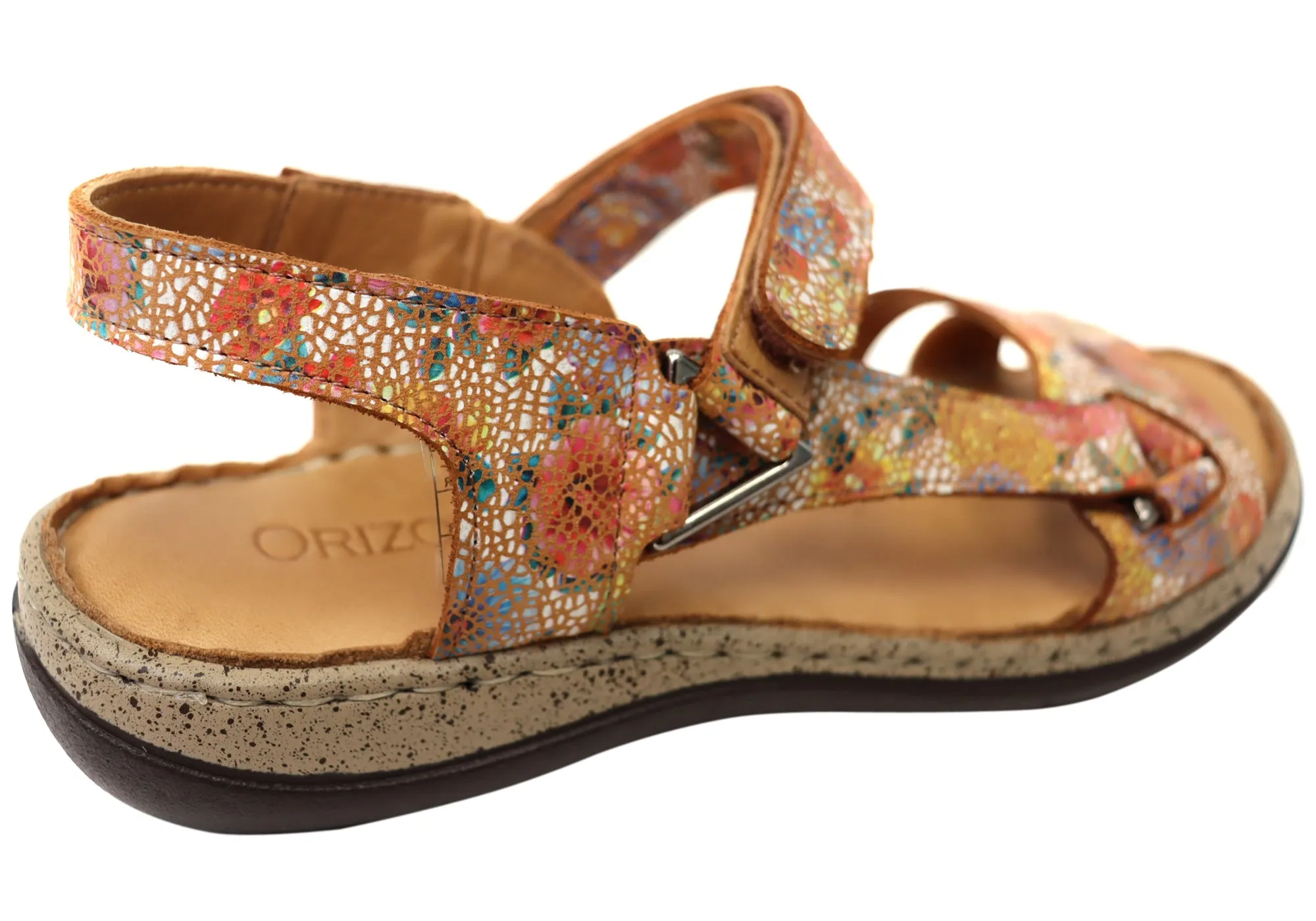 Orizonte Floral Womens Comfortable European Leather Sandals