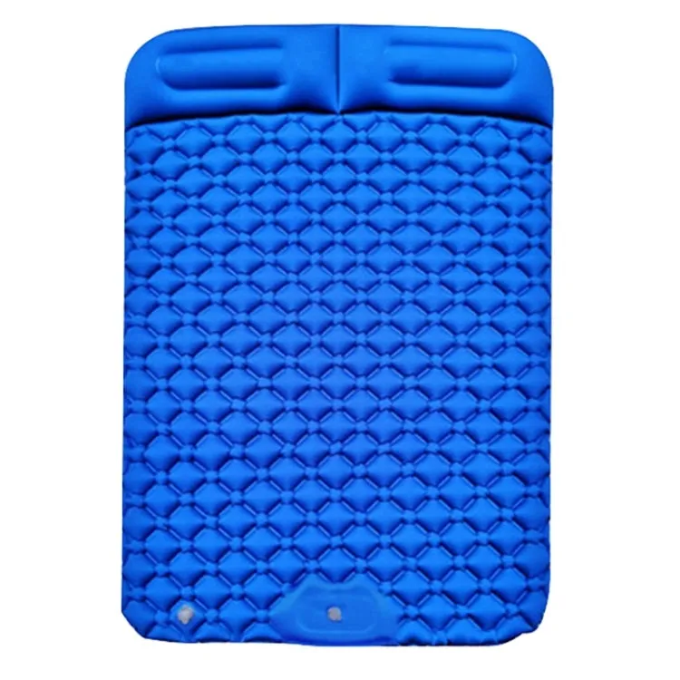 Outdoor Camping, Fishing, and Beach Inflatable Double Cushion Bed, Portable TPU, 76.8 x 46.9 x 6.3 inches (Dark Blue)