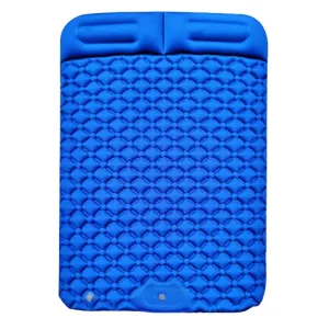 Outdoor Camping, Fishing, and Beach Inflatable Double Cushion Bed, Portable TPU, 76.8 x 46.9 x 6.3 inches (Dark Blue)