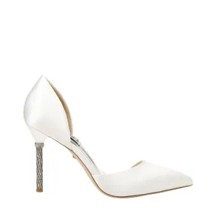 Ozara II  - Crystal Heel Pointed Toe Bridal Pump - White