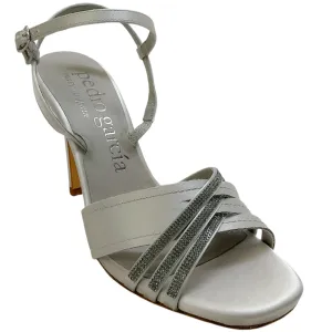 Pedro Garcia Silver Sandals With Crystals