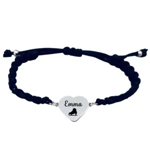 Personalized Engraved Figure Skating Heart Rope Bracelet