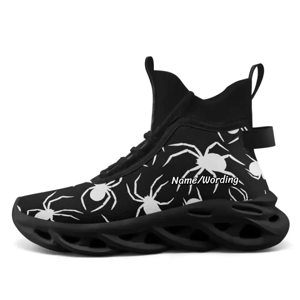 Personalized Spider Design Unisex Sneakers, Custom Skull Shoes, Glow at Night, Unique Halloween Gift