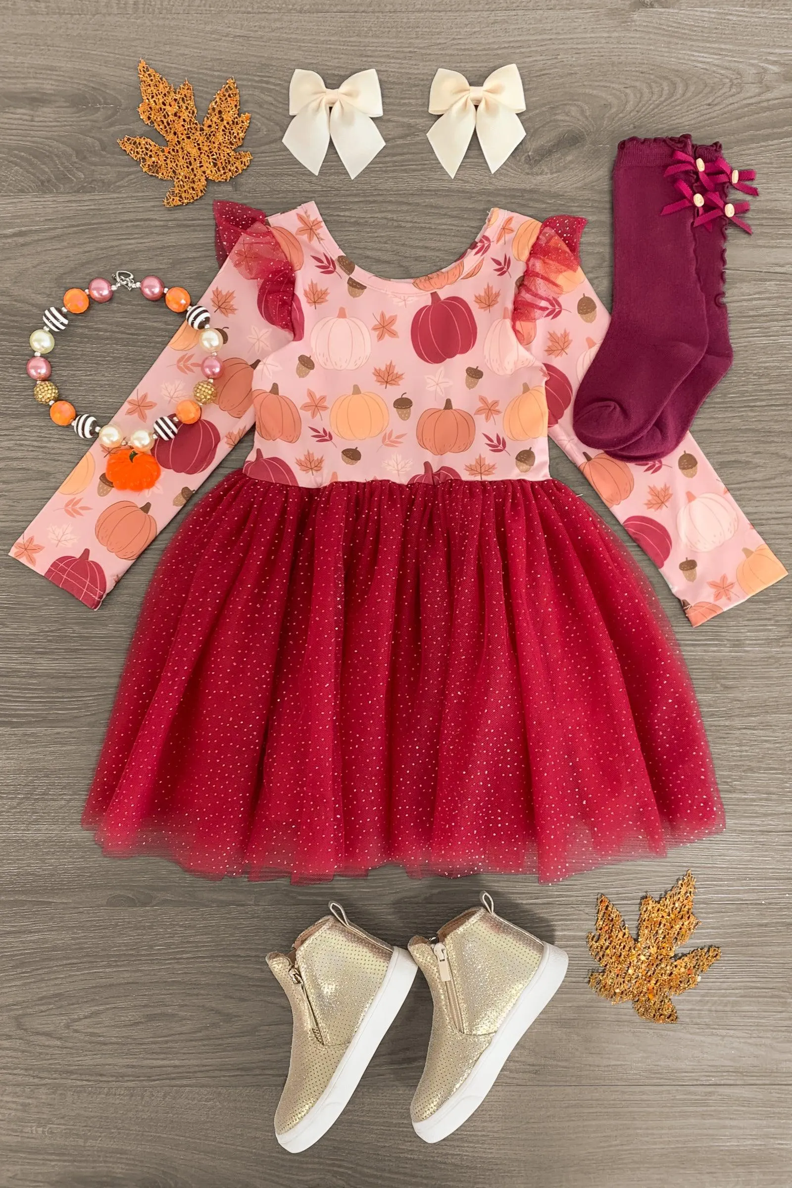 Pink Pumpkin Glitter Tutu Dress