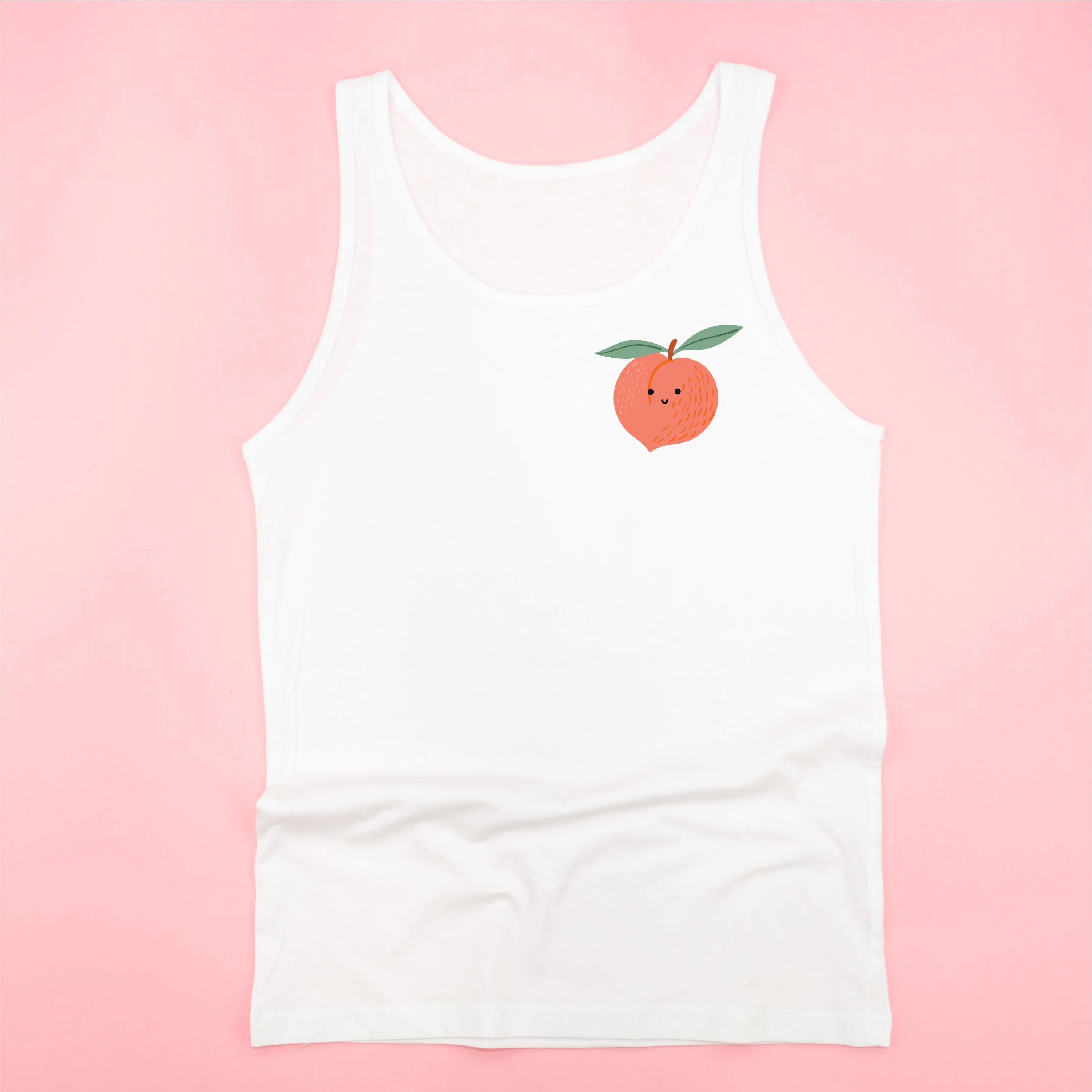 Pocket Fruit (Front) w/ Group of Smiley Fruit (Back) - Unisex Jersey Tank