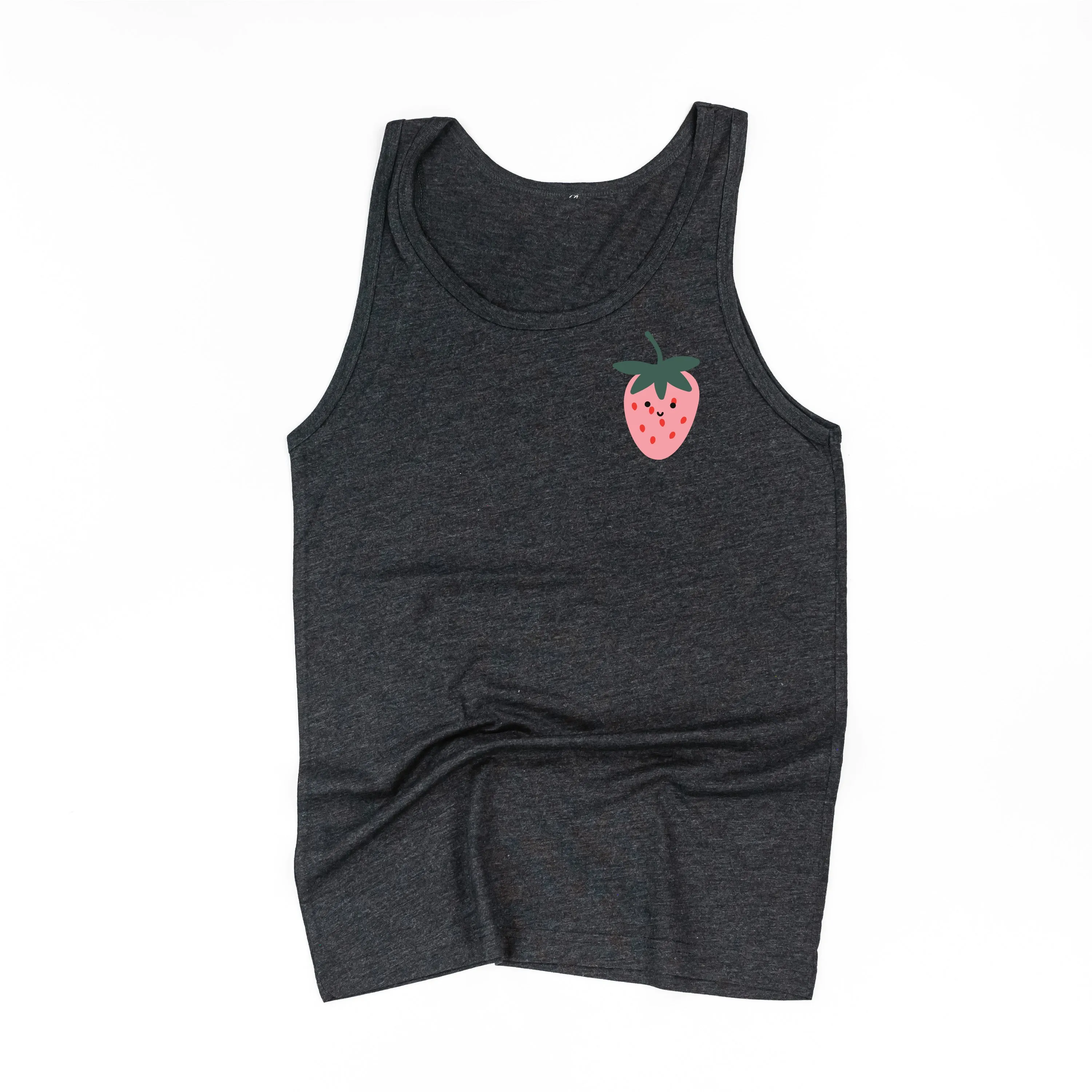 Pocket Fruit (Front) w/ Group of Smiley Fruit (Back) - Unisex Jersey Tank