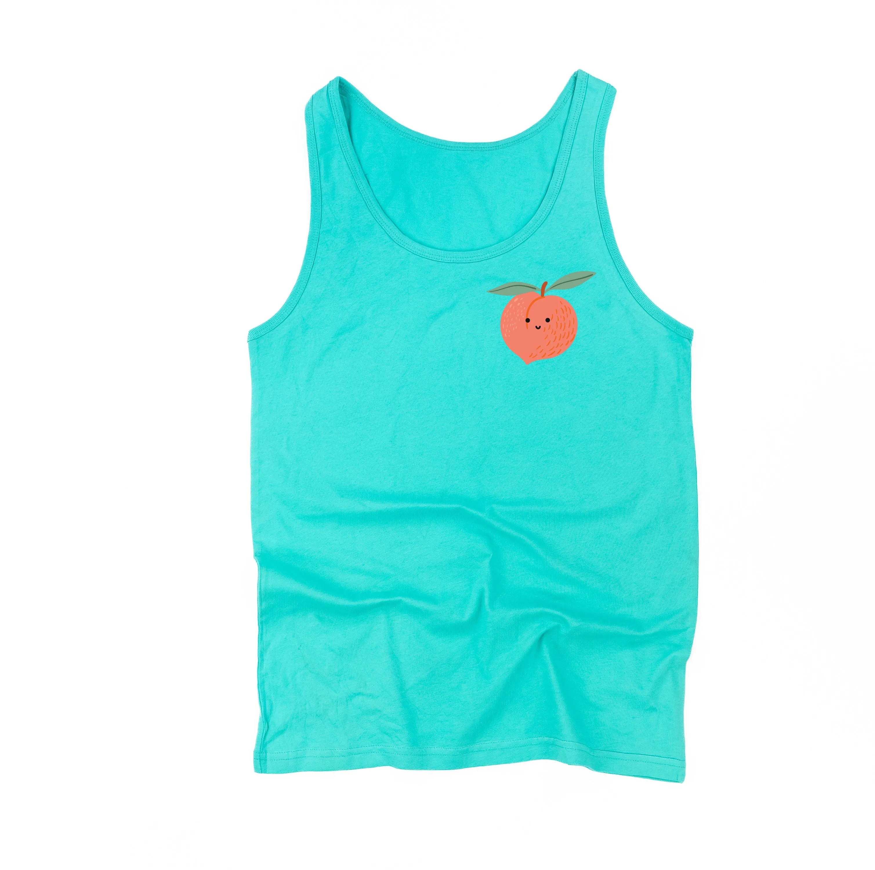 Pocket Fruit (Front) w/ Group of Smiley Fruit (Back) - Unisex Jersey Tank