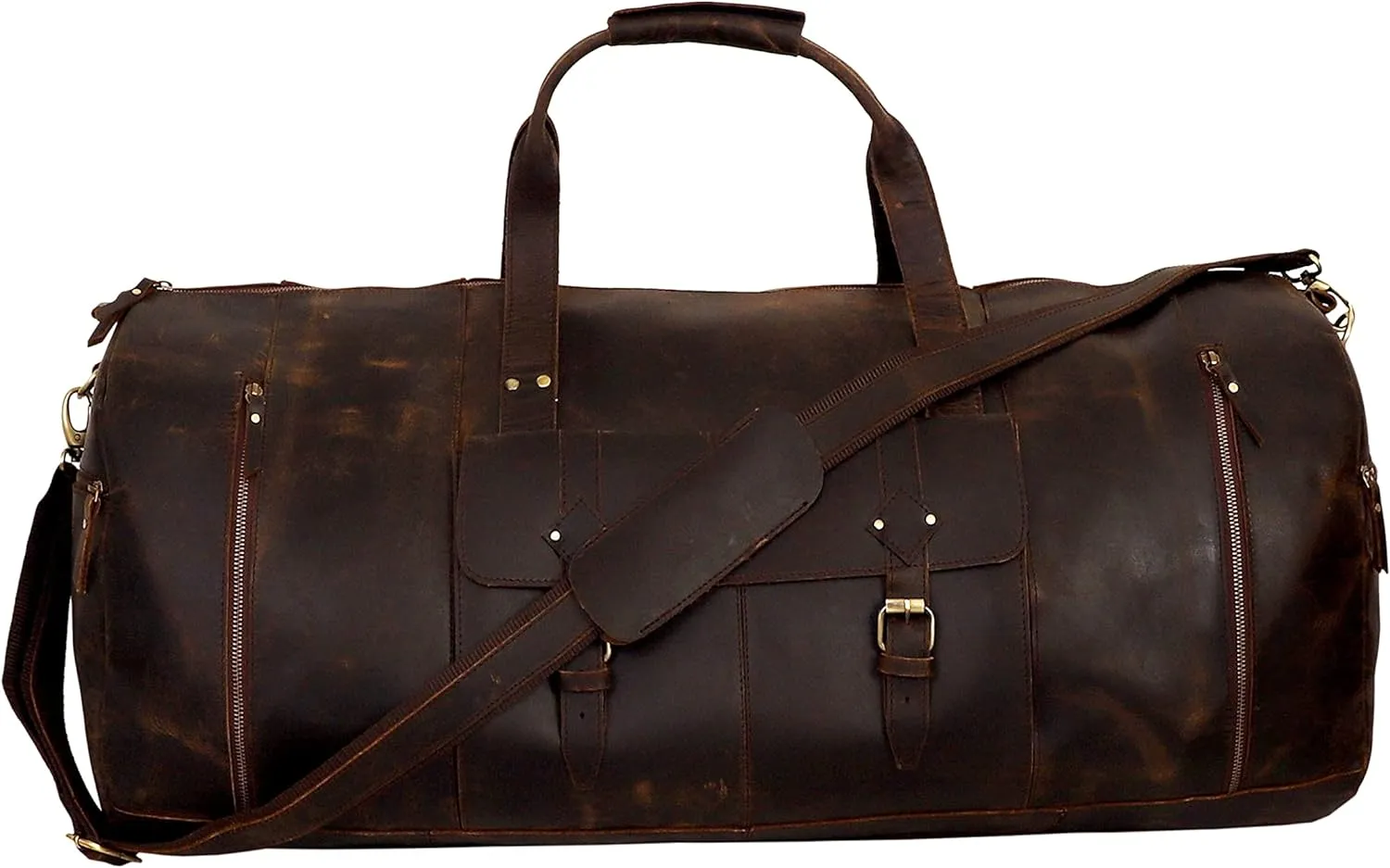 Premium Brown Vintage Leather Weekender Duffel Bag for Men and Women: Your Ideal Travel, Gym, and Overnight Companion - Vintage Leather bag