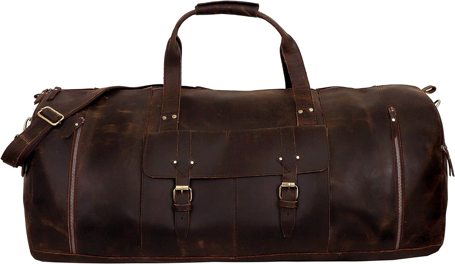 Premium Brown Vintage Leather Weekender Duffel Bag for Men and Women: Your Ideal Travel, Gym, and Overnight Companion - Vintage Leather bag