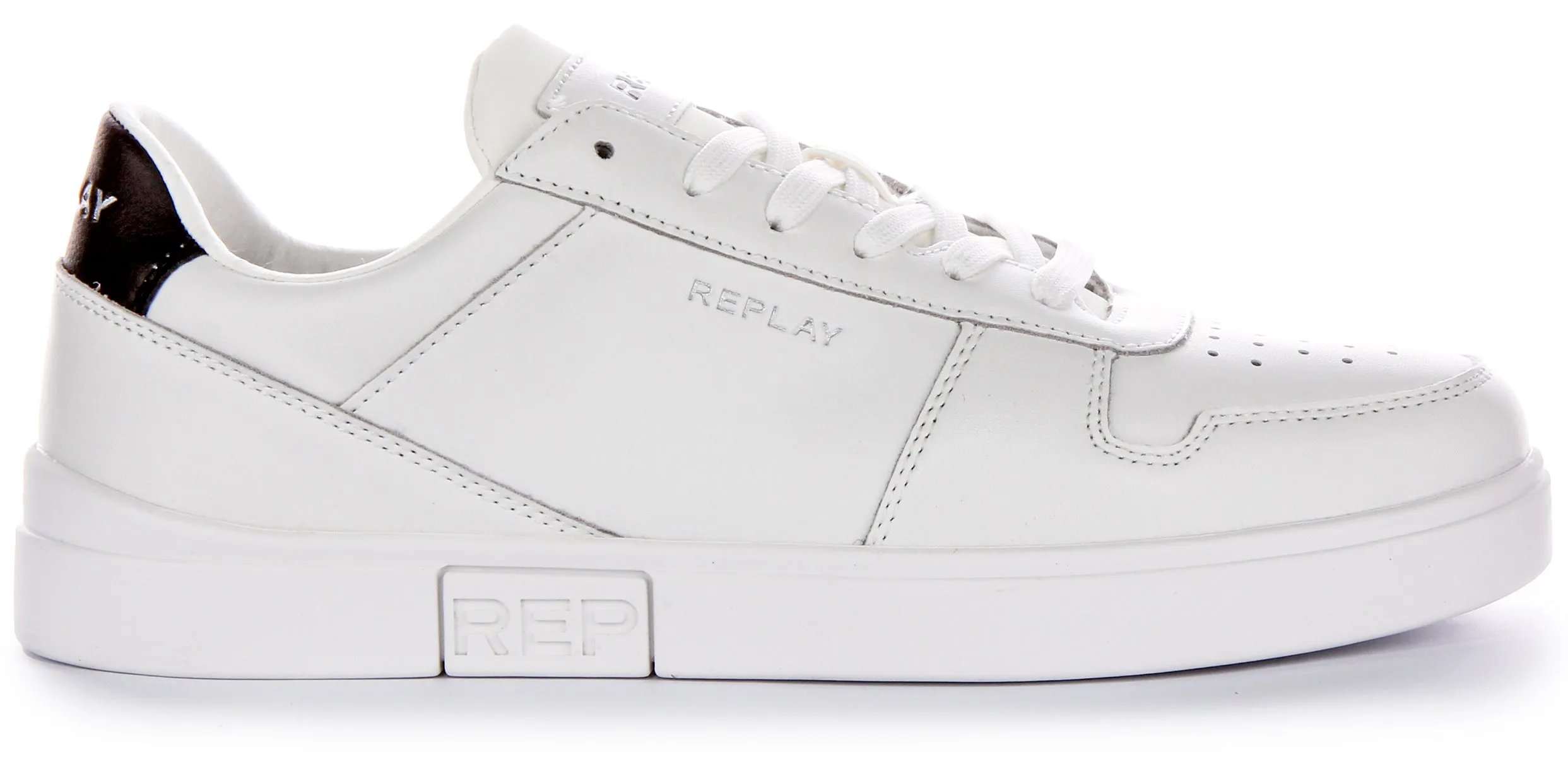 Replay Polys Court 3 Trainer In White Black For Men