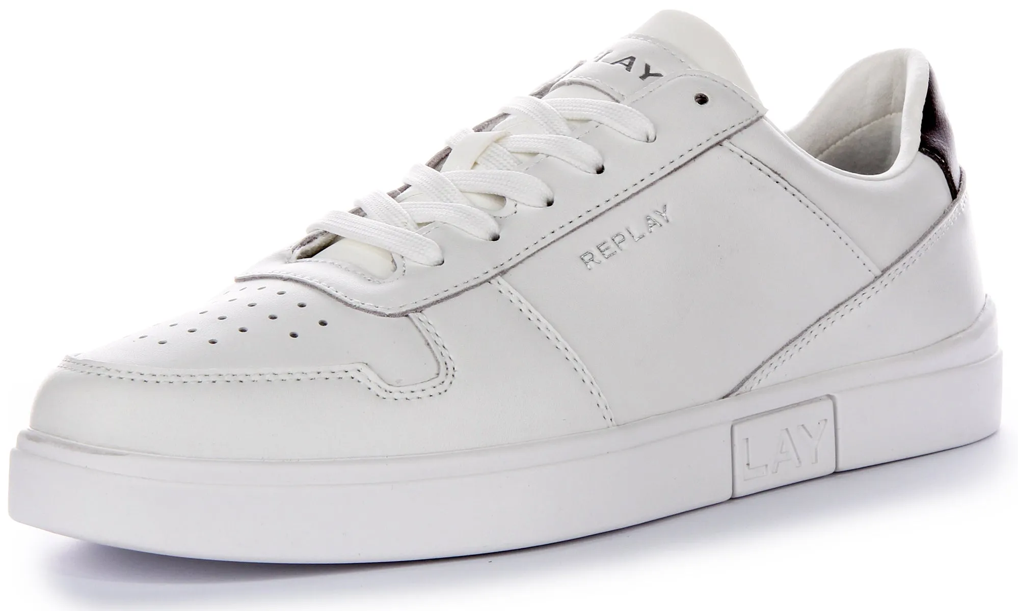 Replay Polys Court 3 Trainer In White Black For Men