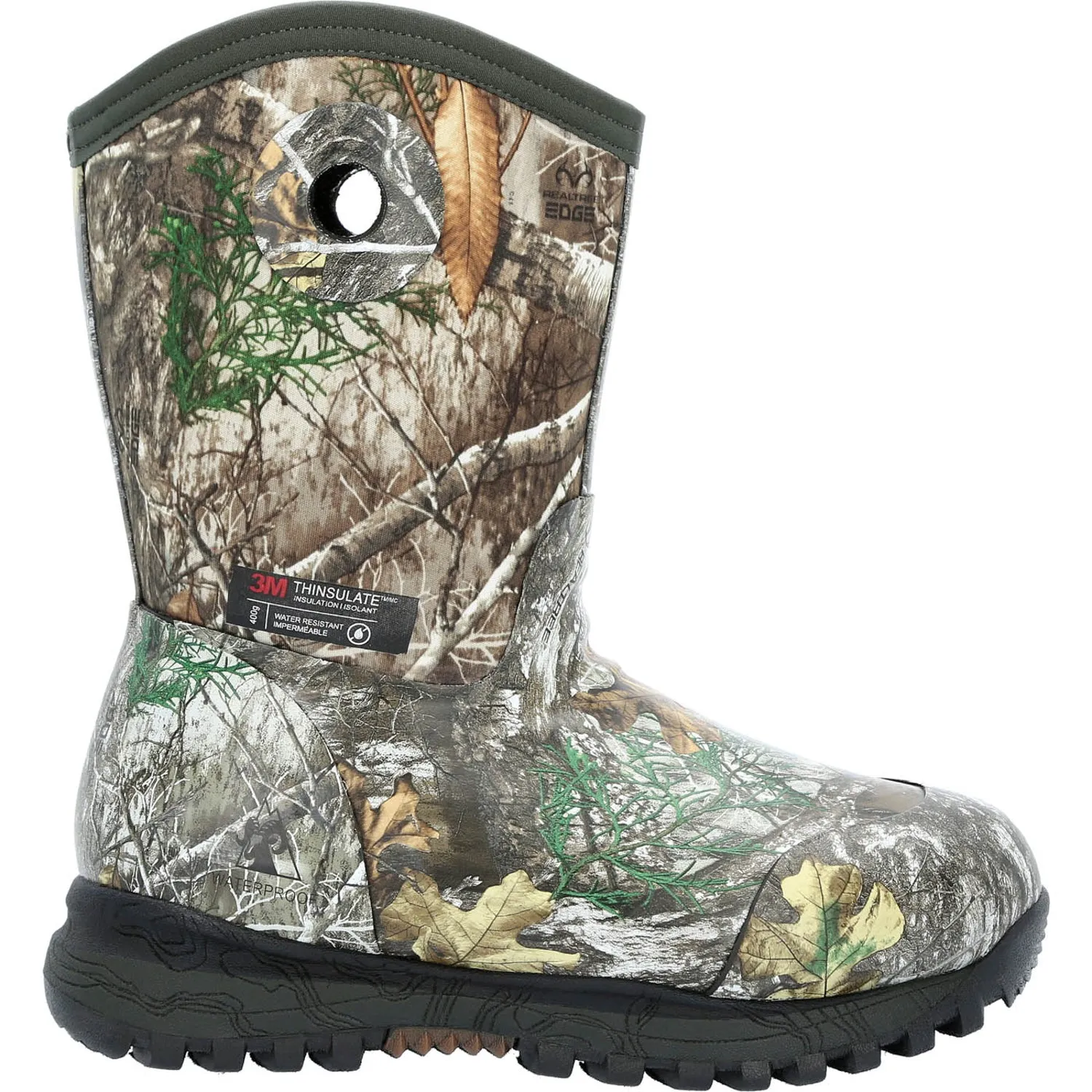 Rocky Kids Boys Realtree Edge Rubber Spike 400G WP Hunting Boots