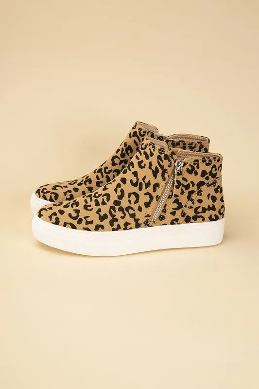 ROUTE-S HIGH TOP LEOPARD SNEAKERS