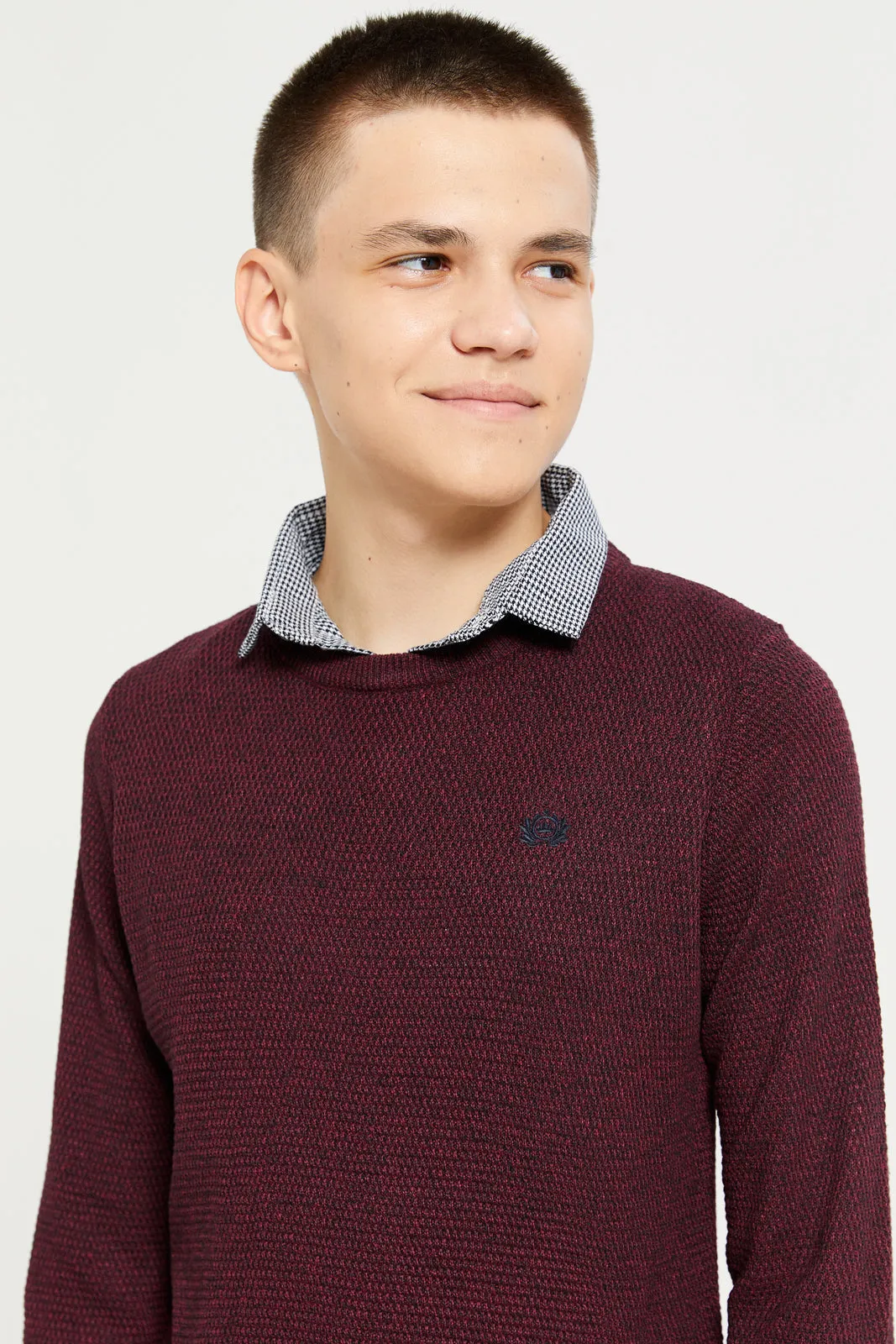 Senior Boys Burgundy Collared Sweater