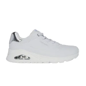 Skechers scarpa sneakers da donna Uno Shimmer Away 155196/WSL bianco-argento