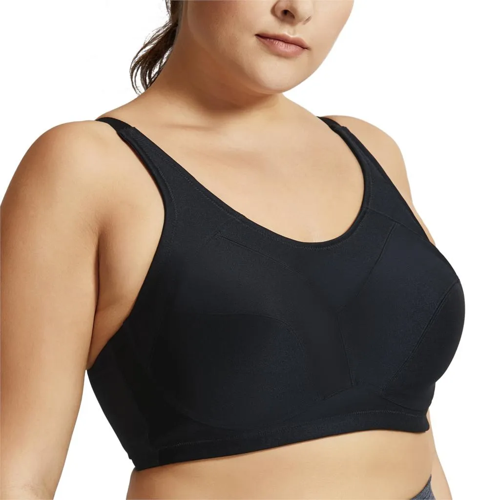 Sports Bra High Impact Support Plus Size Coolmax Underwire Workout Crop Top