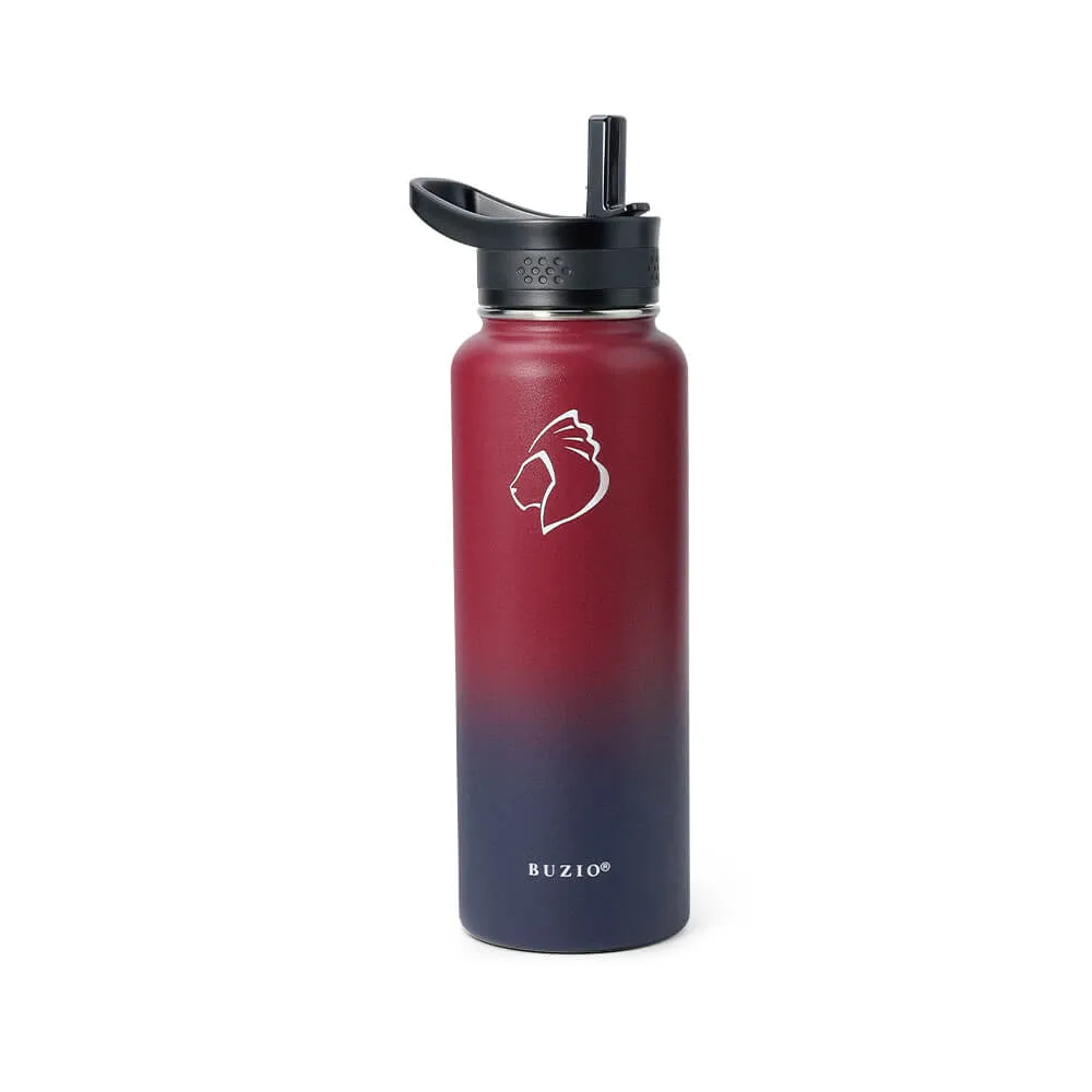 Stainless Steel Water Bottle with 3 Lids | 40oz | Ruby Red Navy