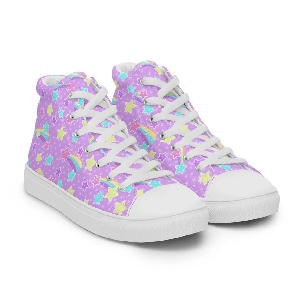 Starry Party Purple Women’s High Top Canvas Shoes