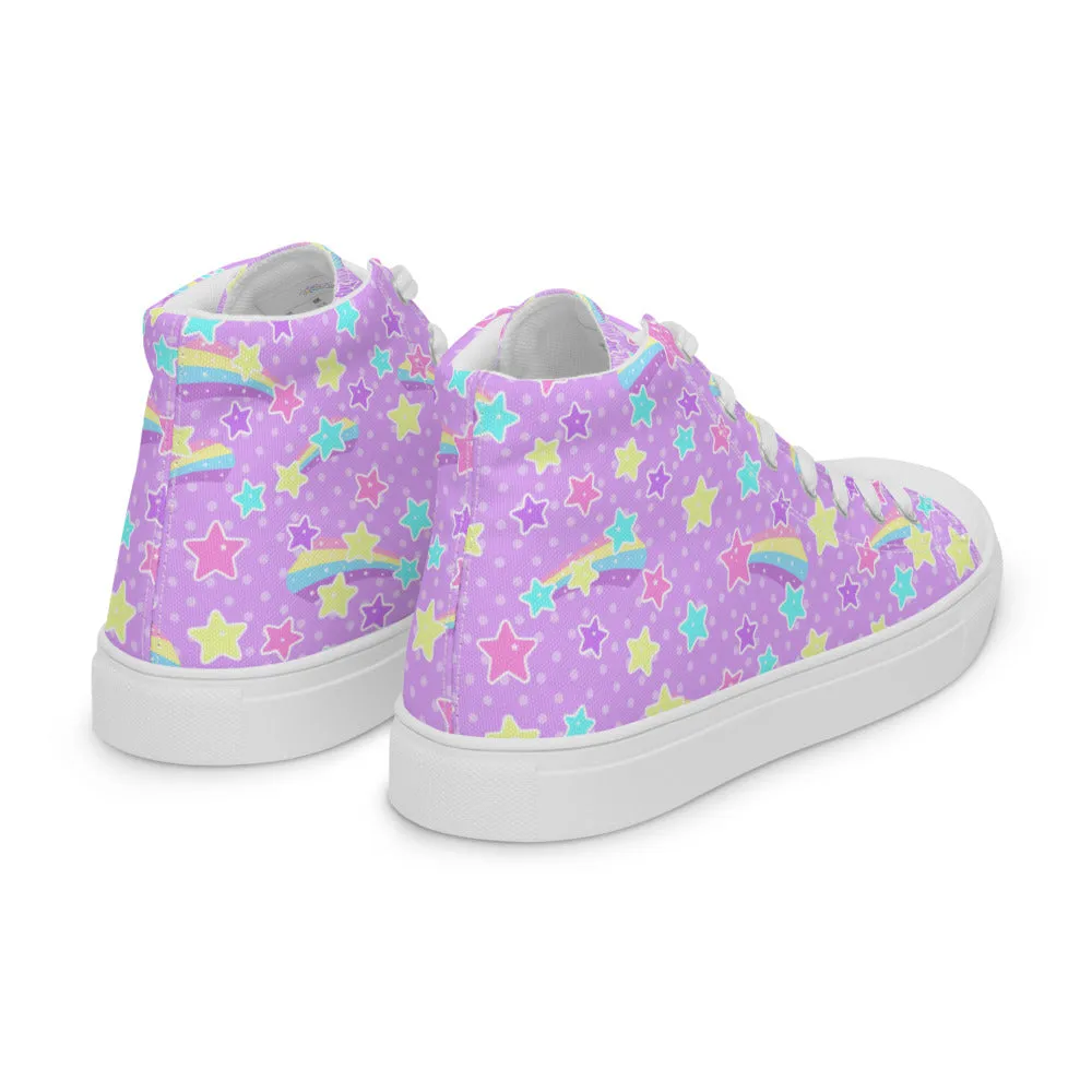 Starry Party Purple Women’s High Top Canvas Shoes