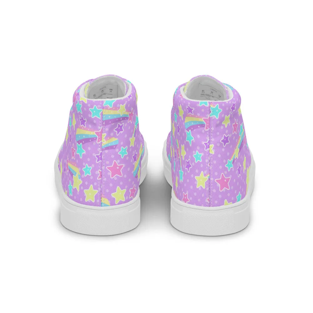 Starry Party Purple Women’s High Top Canvas Shoes