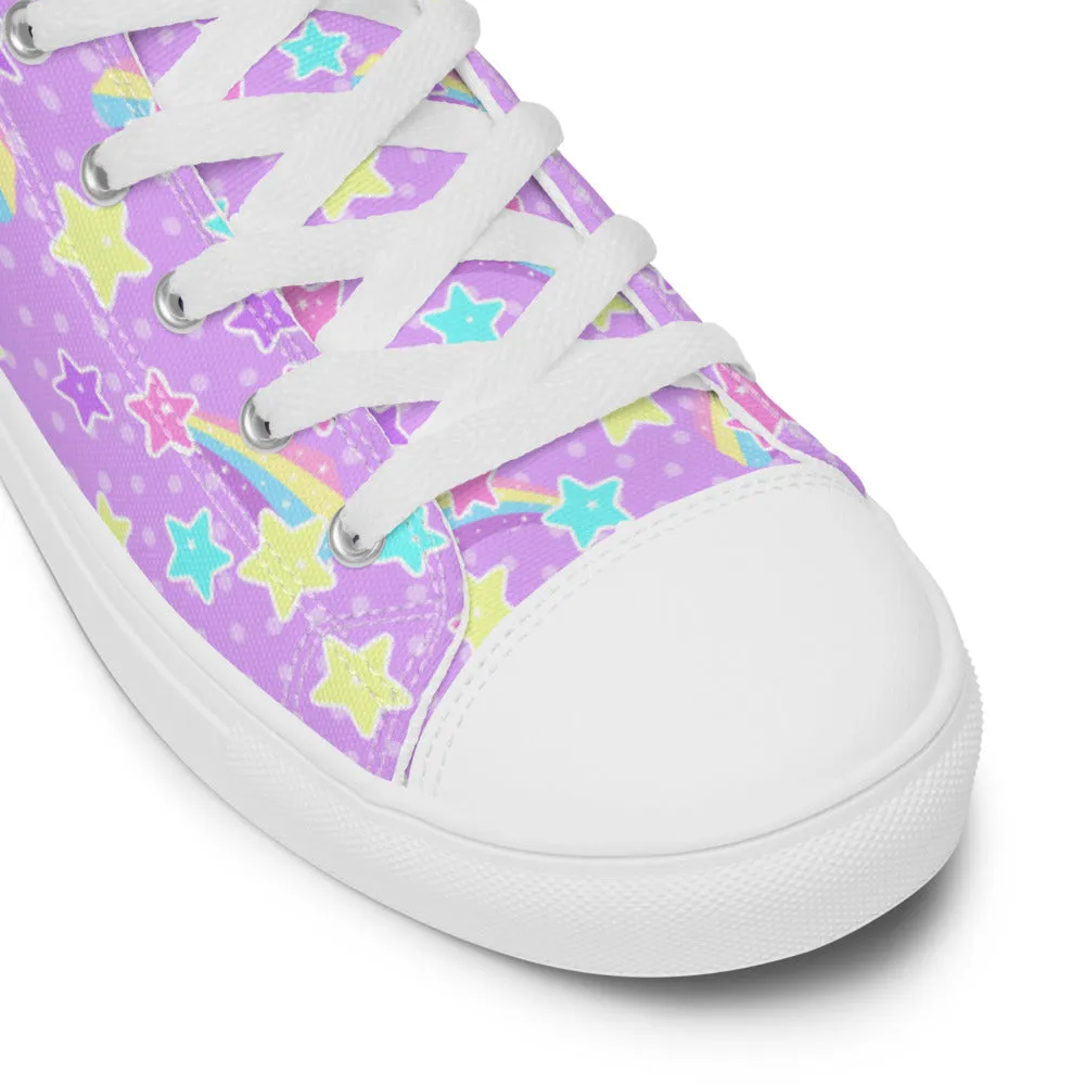 Starry Party Purple Women’s High Top Canvas Shoes