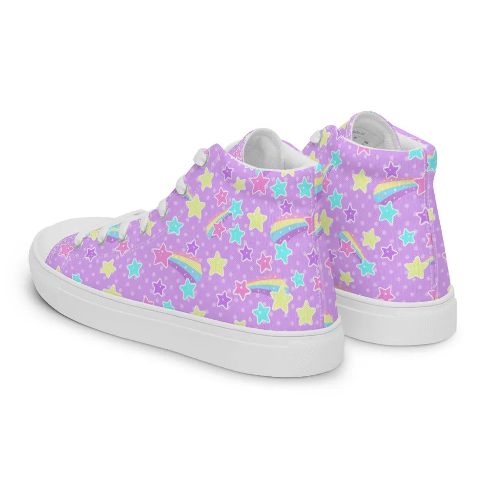 Starry Party Purple Women’s High Top Canvas Shoes