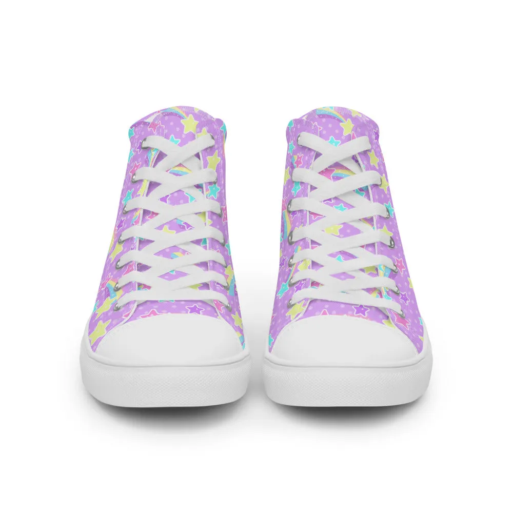 Starry Party Purple Women’s High Top Canvas Shoes