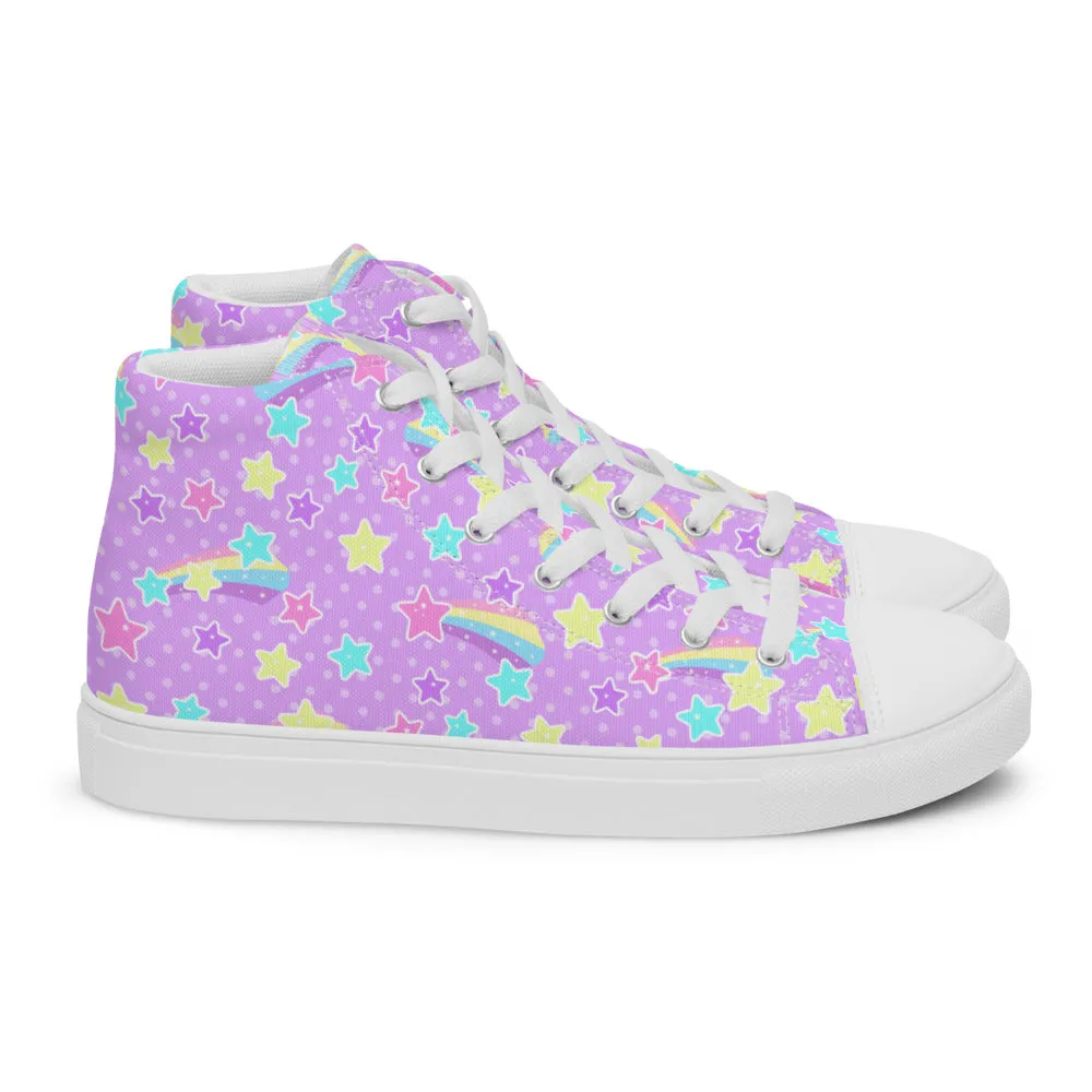 Starry Party Purple Women’s High Top Canvas Shoes