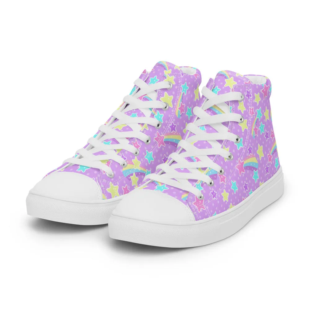 Starry Party Purple Women’s High Top Canvas Shoes