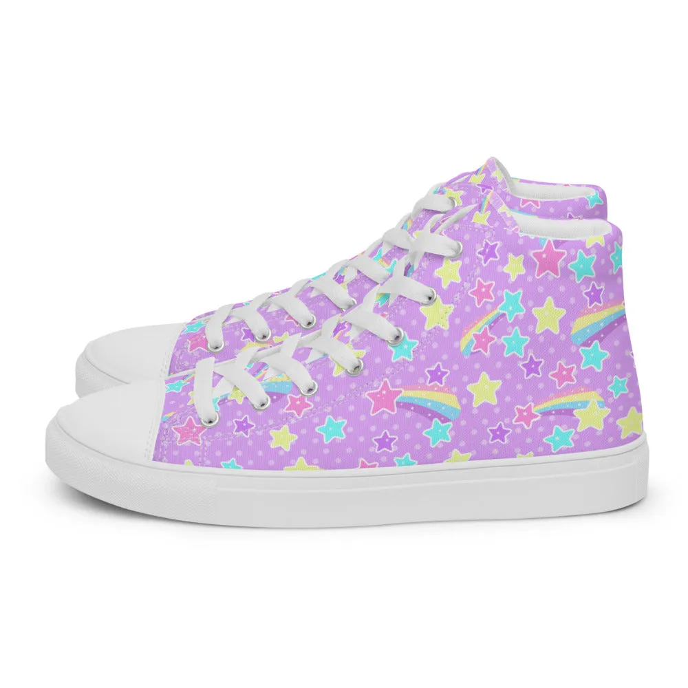 Starry Party Purple Women’s High Top Canvas Shoes