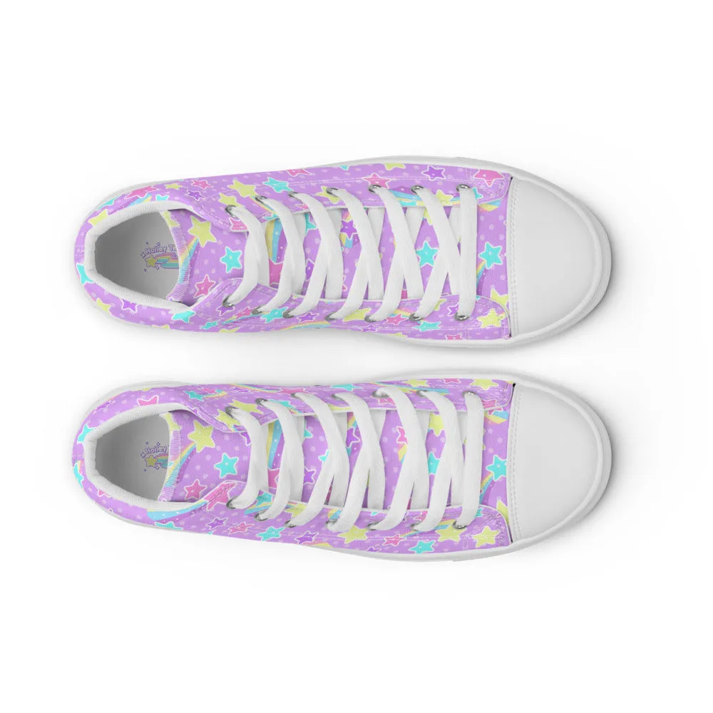 Starry Party Purple Women’s High Top Canvas Shoes