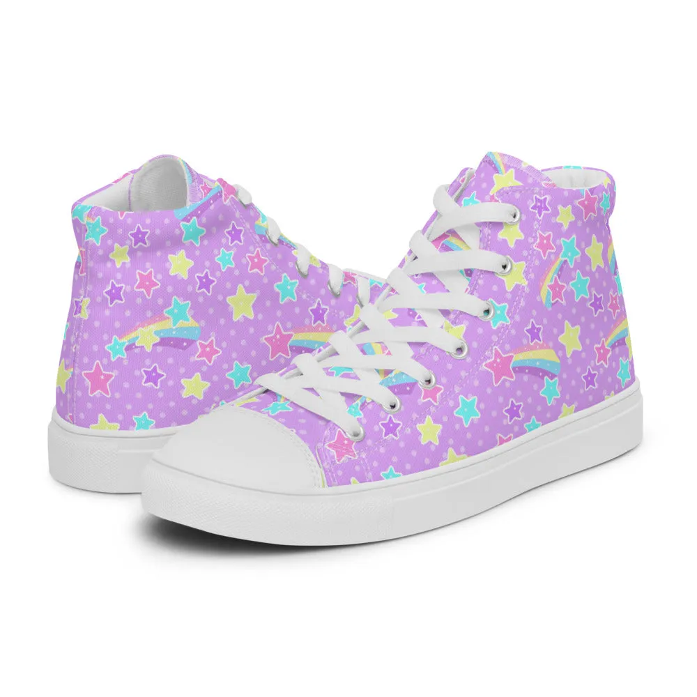 Starry Party Purple Women’s High Top Canvas Shoes