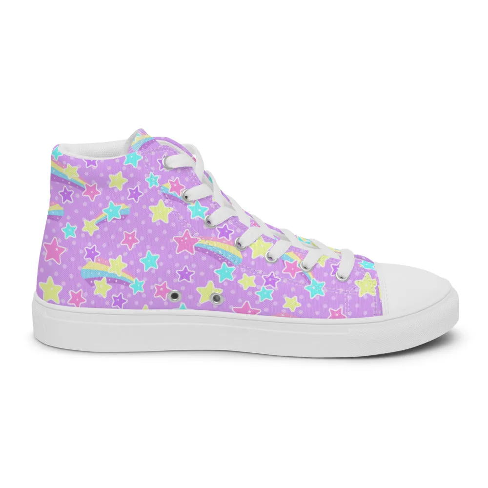 Starry Party Purple Women’s High Top Canvas Shoes