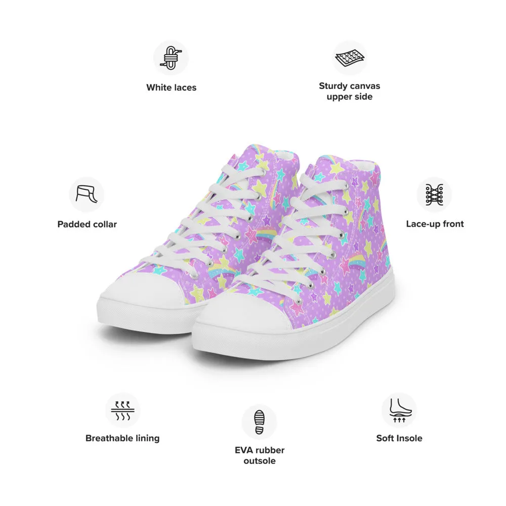 Starry Party Purple Women’s High Top Canvas Shoes