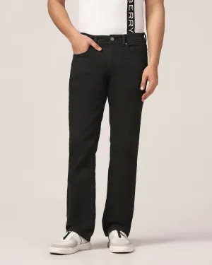 Straight Comfort Duke Fit Black Textured Jeans - Ruben