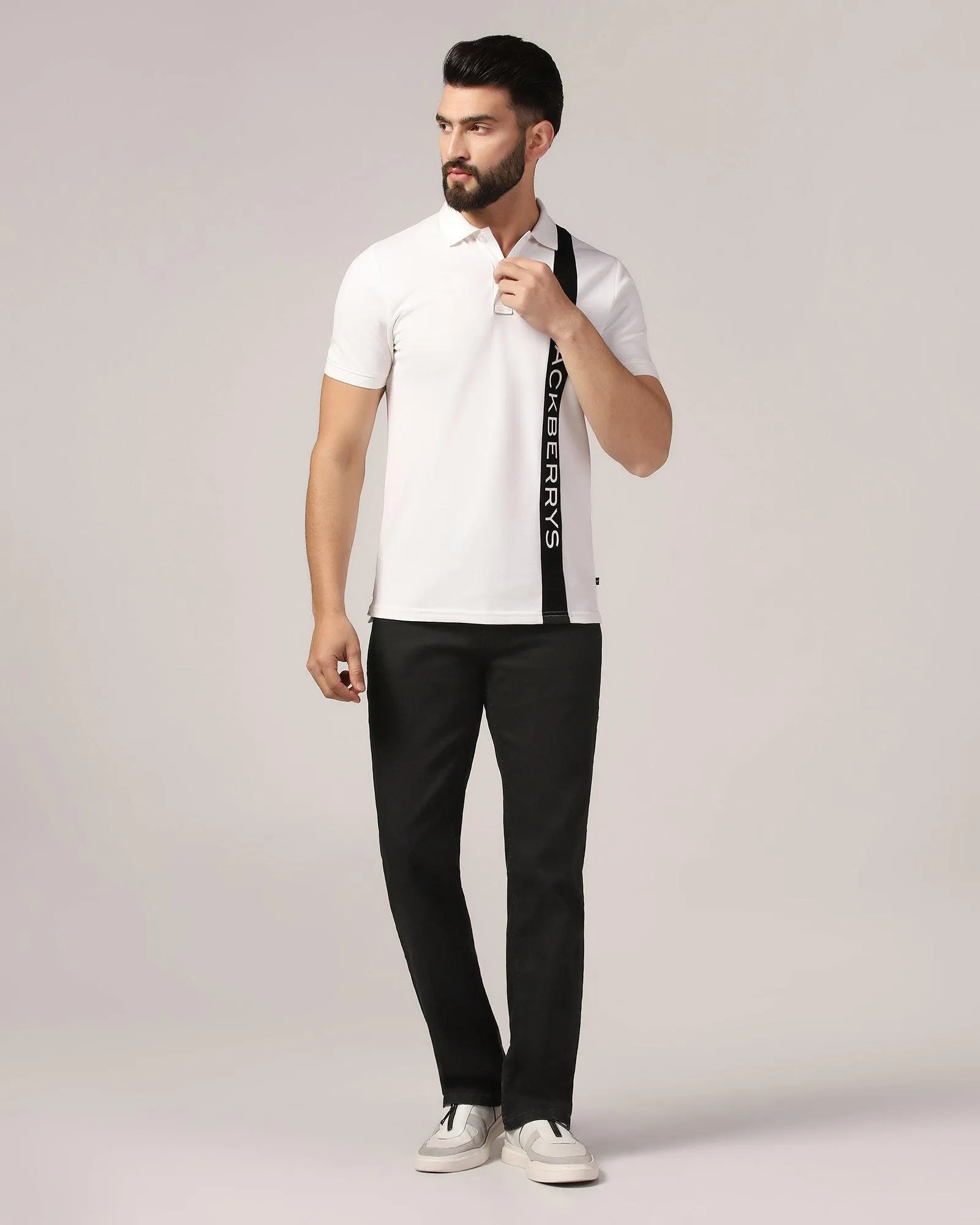 Straight Comfort Duke Fit Black Textured Jeans - Ruben