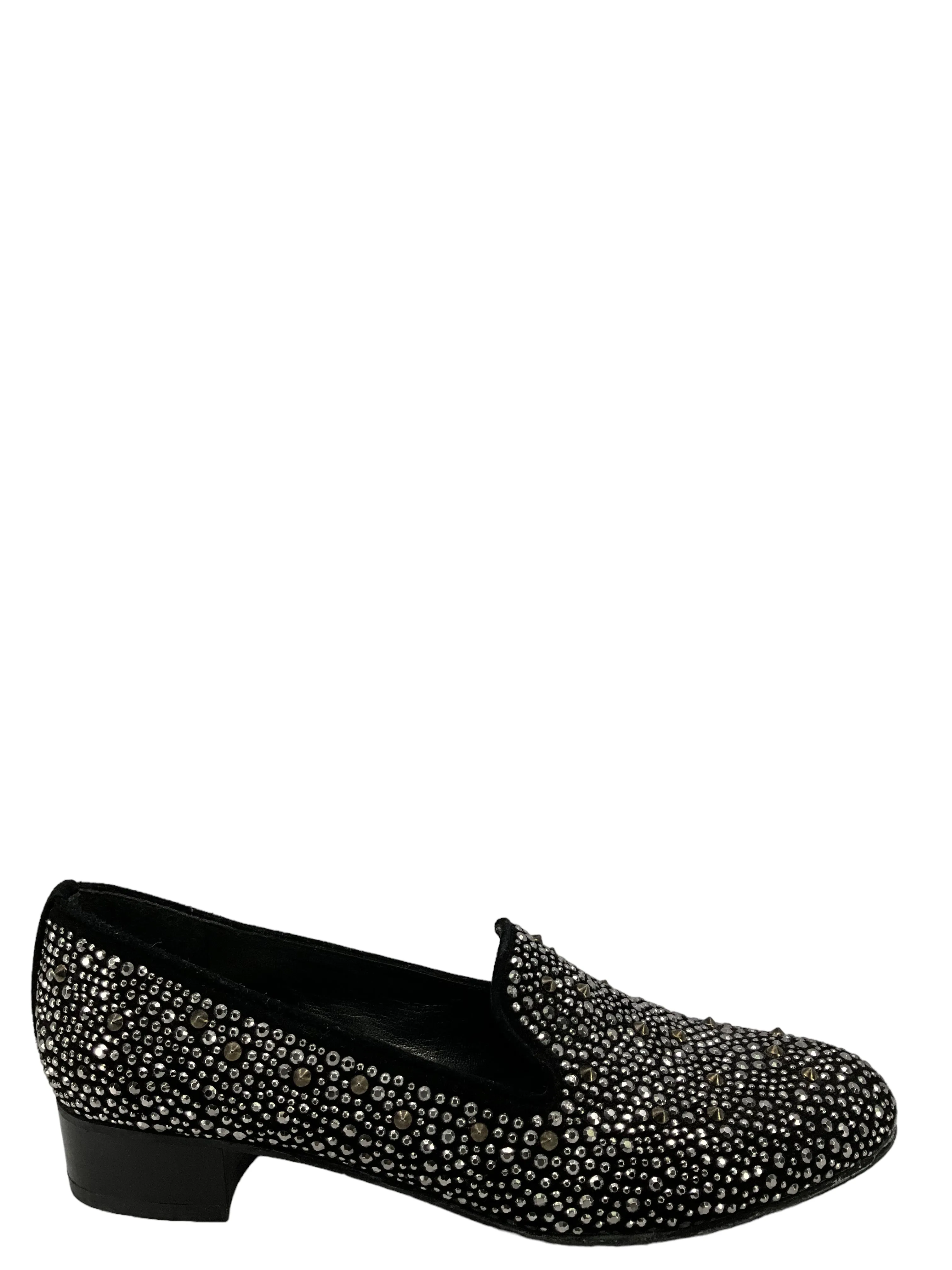 Stuart Weitzman Embellished Smoking Slippers 7.5