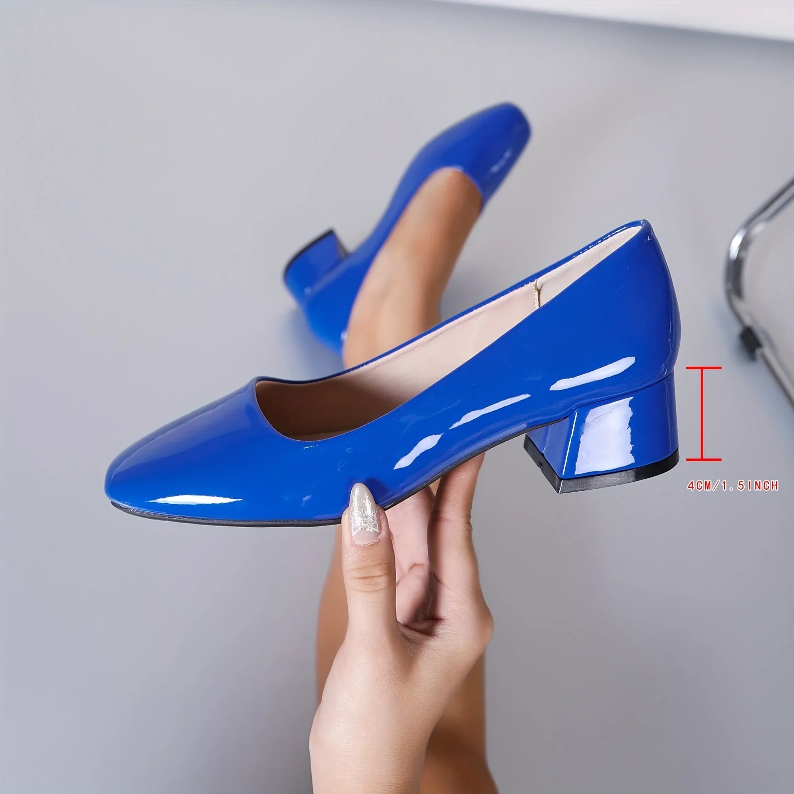 Stylish Chunky Heel Pumps - Square Toe Slip On Shoes for Women, Solid Color All-Match Court Shoes with Low Heel, Comfortable and Versatile Design for Daily Wear