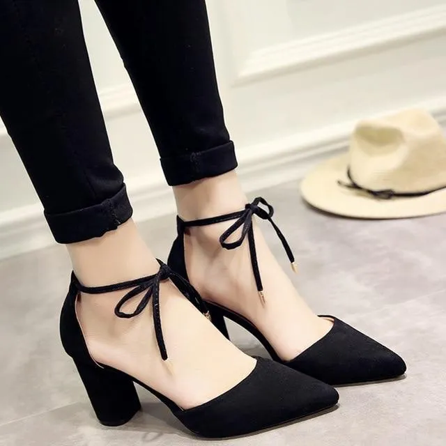 Summer Women Shoes Pointed Toe Pumps Dress Shoes High Heels Boat Shoes Wedding Shoes tenis feminino Side with Straps 8