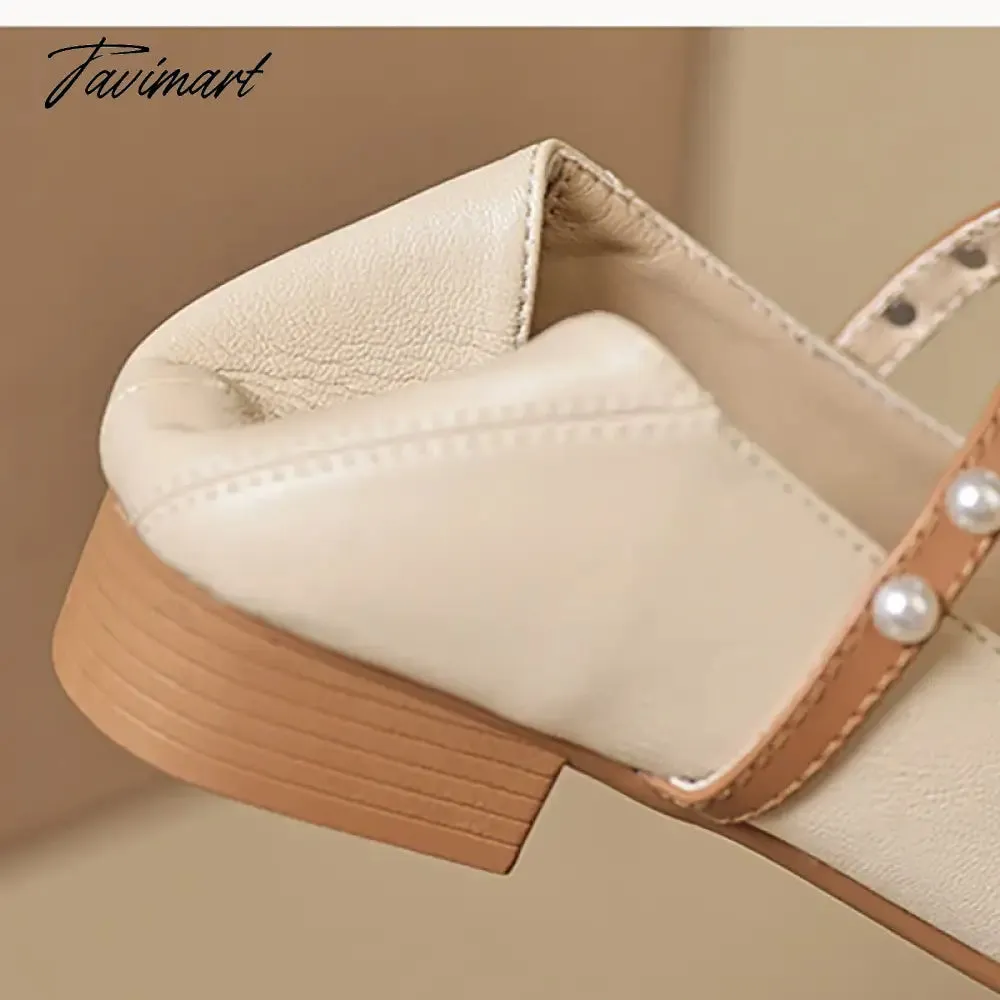 TAVIMART  -  spring and autumn women's shoes low heels Korean style fashion pearl design career and party wear Ladies Casual Mary Jane