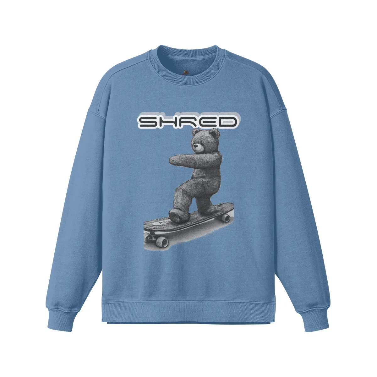 Teddy Ride Shred 380GSM Unisex Heavyweight Oversized Side Slit Faded Sweatshirt