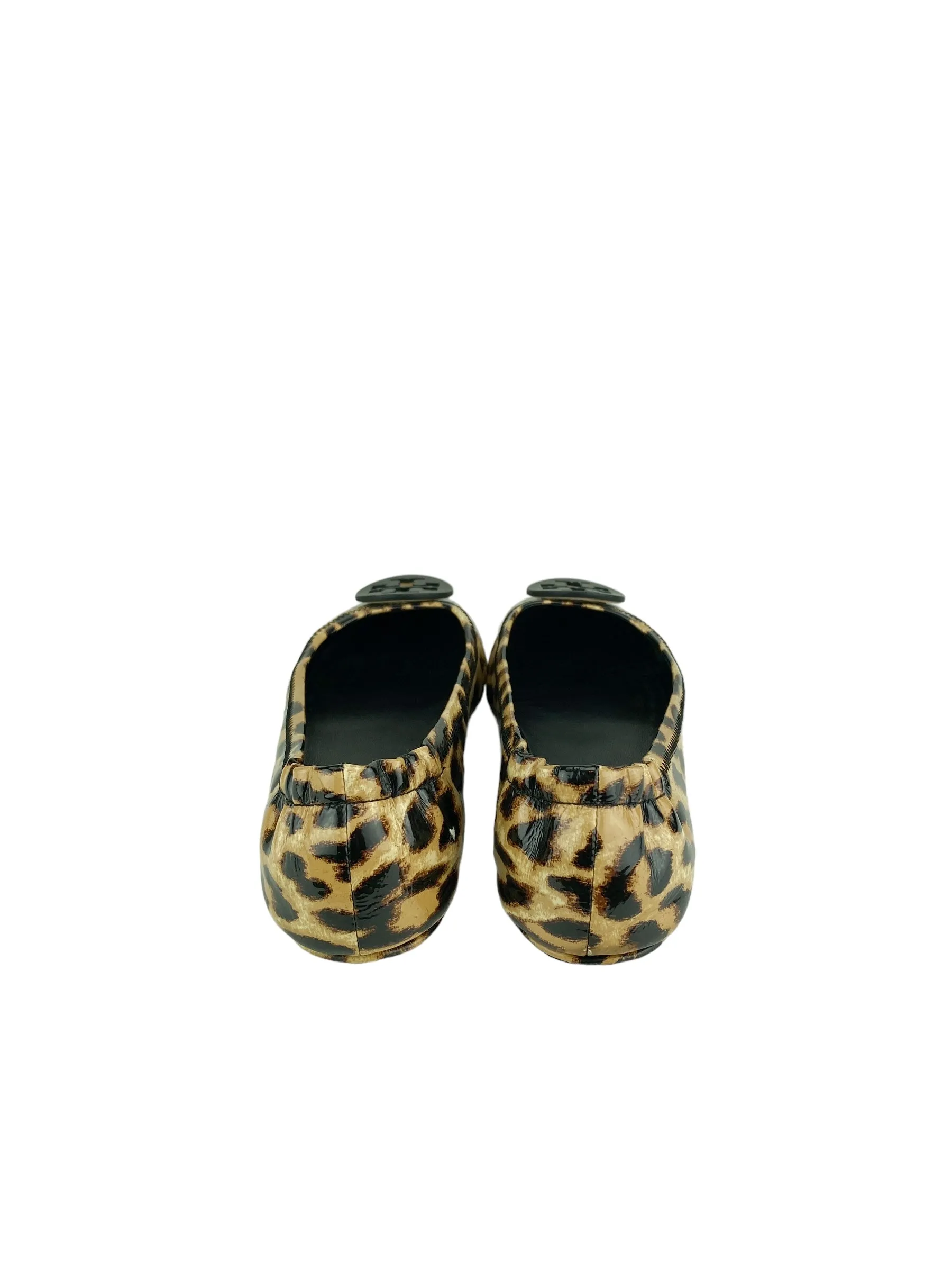 Tory Burch Women's Minnie Leopard Travel Ballet Flat Camel Black Size 7.5